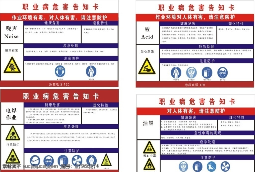 职业 危害 告知 卡 职业危害 噪声 酸 油墨 电焊作业 招贴设计