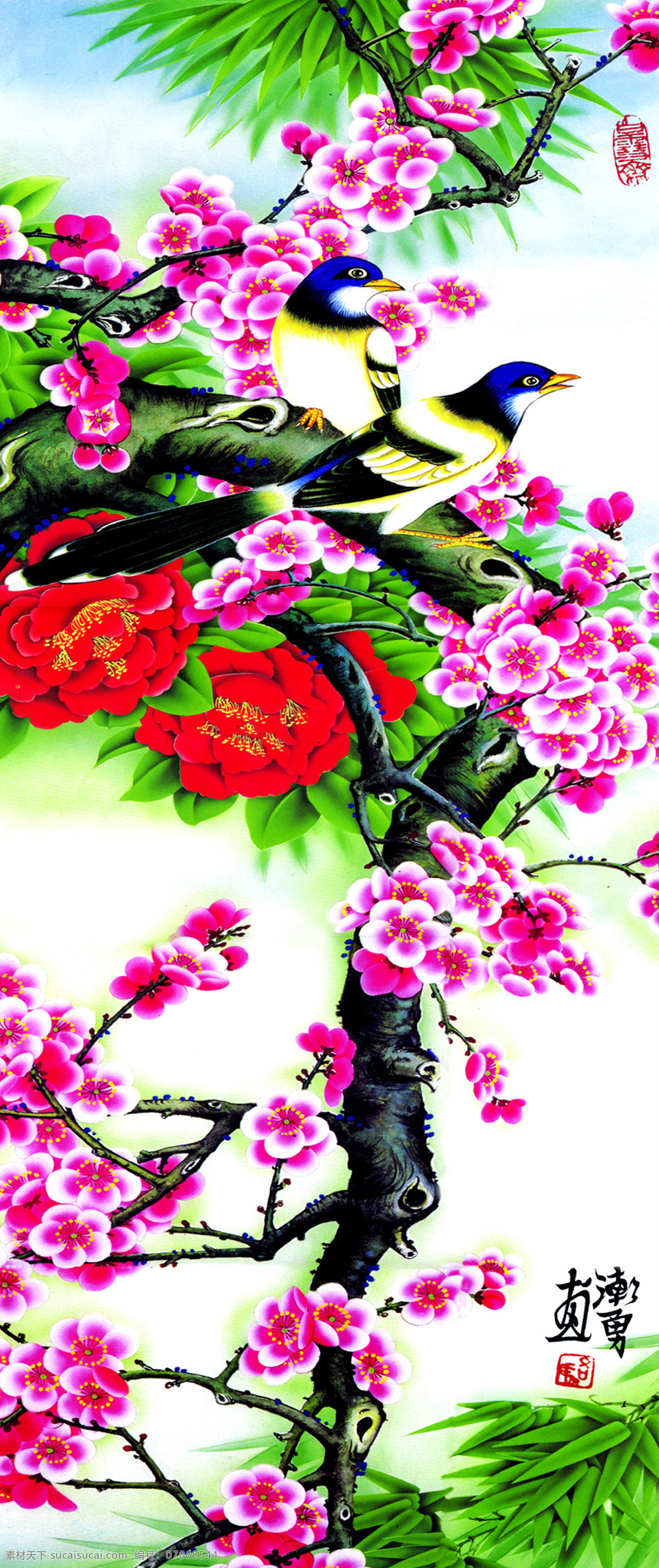 喜鹊 梅花 花鸟画 中国画 国画 水墨画 丹青 绘画艺术 传统绘画 工笔画 油画 书画文字 文化艺术