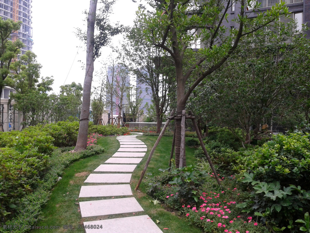 绿化 建筑园林 楼盘 社区 小路 小区 园林建筑 植物 矢量图 建筑家居