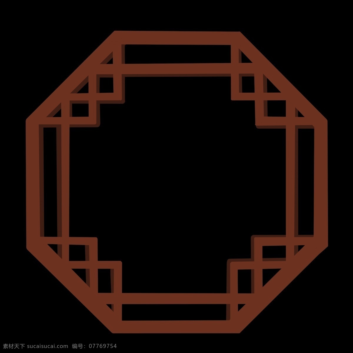 中国 风 复古 边框 插画 六边形