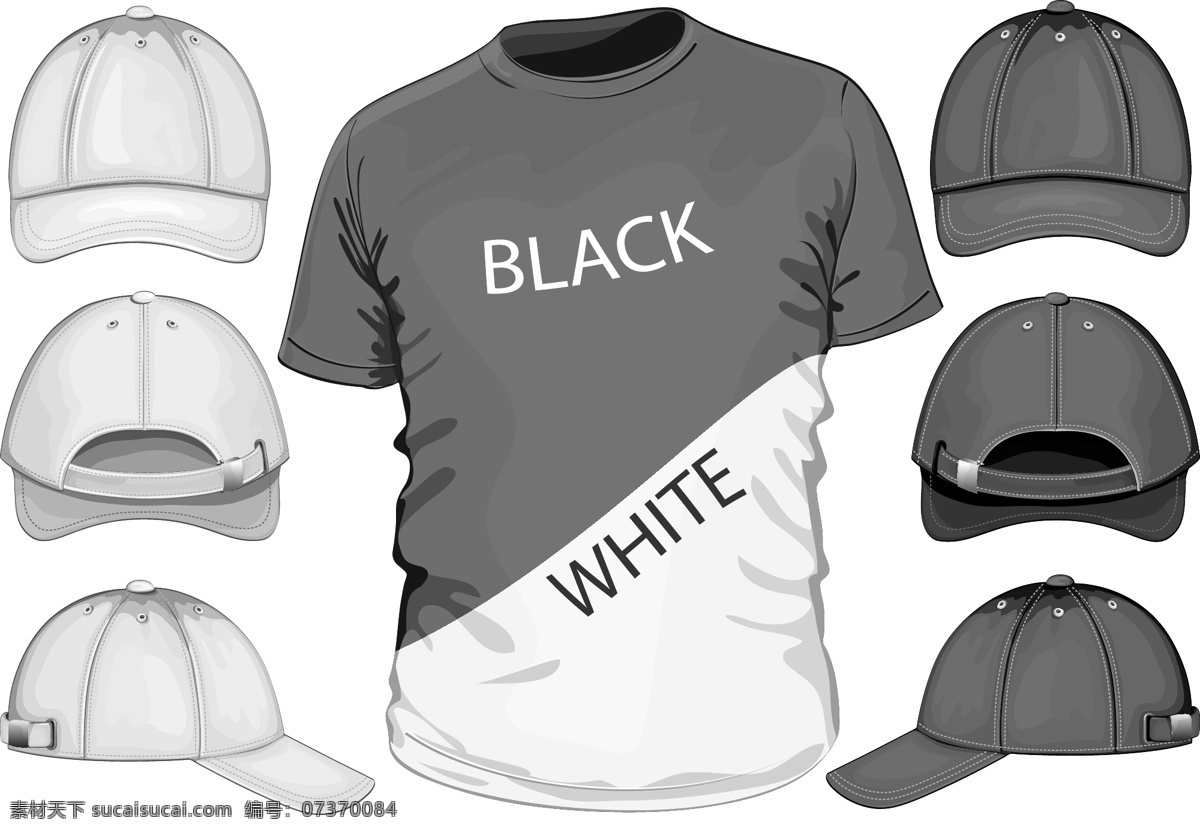 服装设计 帽子 t shirt 矢量 模板下载 效果图 正面 背面 tshirt 鸭舌帽 其他服装素材