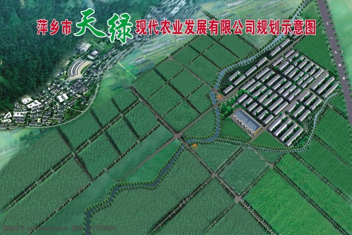 农业效果图 农庄效果图 蔬菜棚图 天绿效果图 农业规划图 鸟瞰图