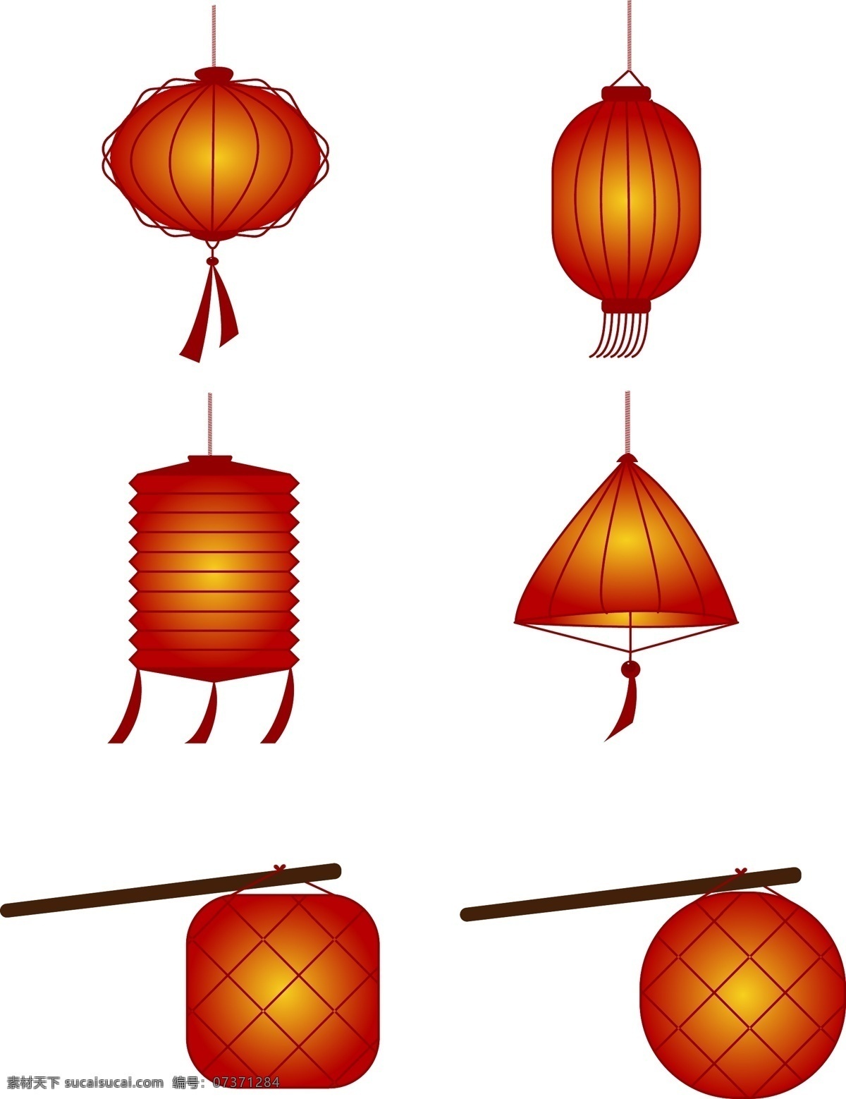 传统 新年 喜庆 大红 灯笼 套 图 红色 创意 古典