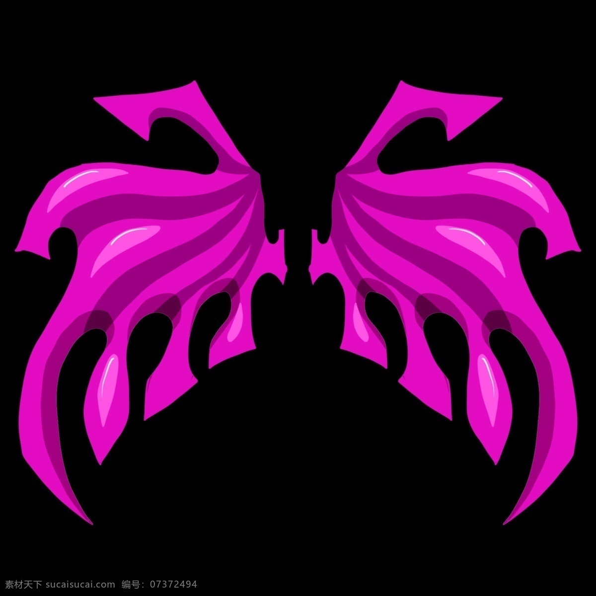 紫色 恶魔 翼 翅膀 插画 手绘 邪恶 邪恶的翅膀 卡通插画 羽毛 羽翼 展翅 天使恶魔插画