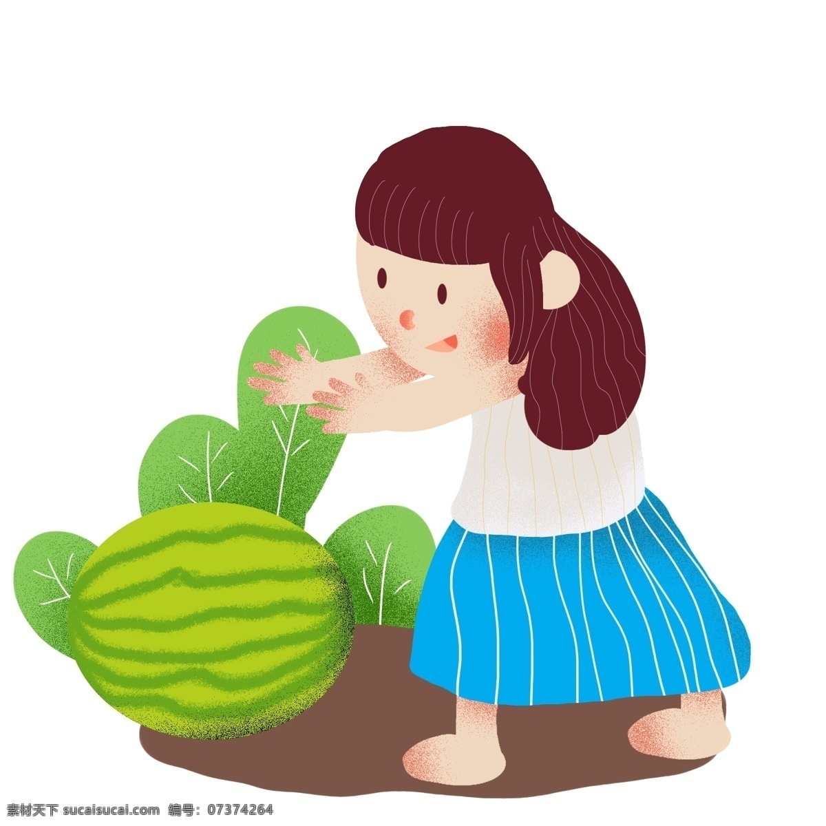 夏天 小女孩 摘 西瓜 夏天来了 吃西瓜 人物 夏季 夏至 大暑 小孩 小暑 清爽 草丛 草地 解暑 零食