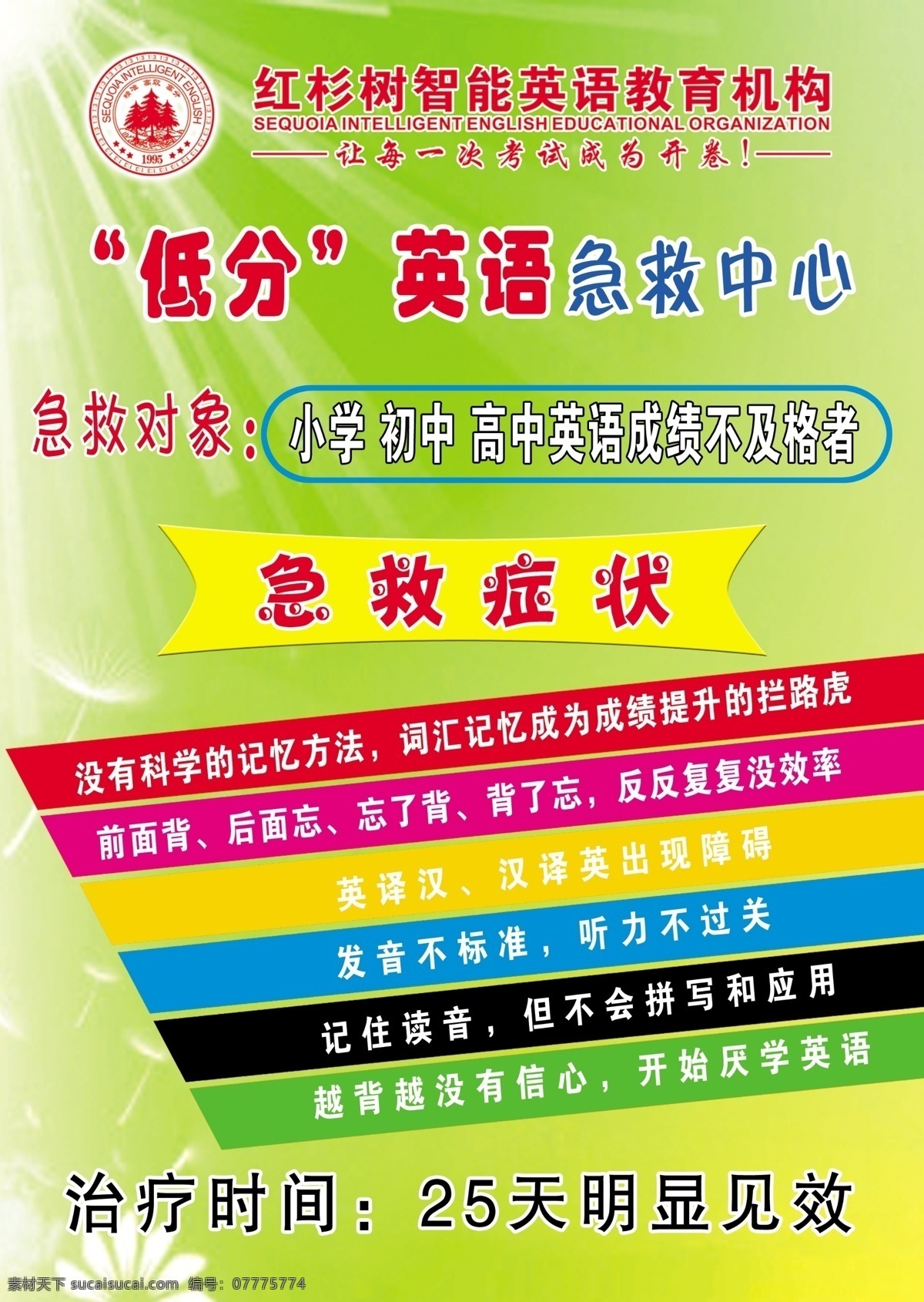 dm宣传单 广告设计模板 红杉树英语 英语彩页 源文件 英语 彩页 模板下载 急救症状 急救对象 海报 宣传海报 宣传单 dm