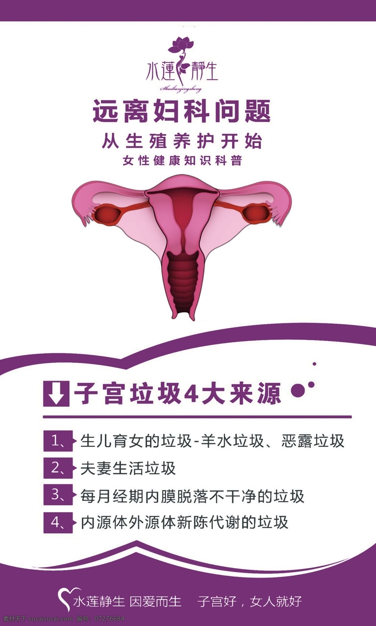 妇科 生殖养护 子宫 修复 水莲静生 室外广告设计