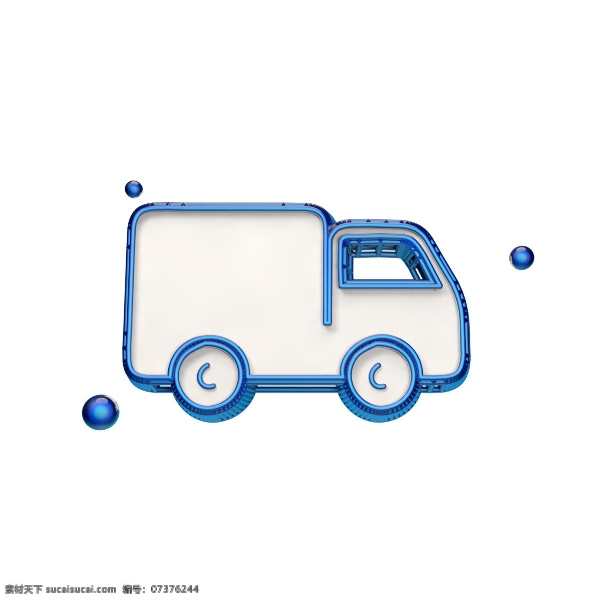 立体 小 箱 货车 图标 蓝色 运货车