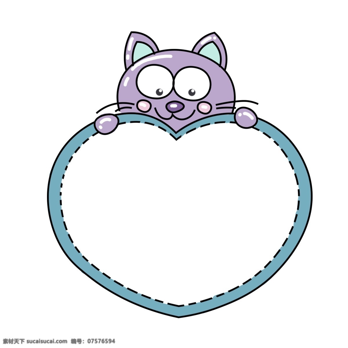 可爱 小猫 卡通 插画 棕色 猫 心形边框 哺乳动物 猫科动物 毛绒绒 圣诞 胡须 可爱小猫边框