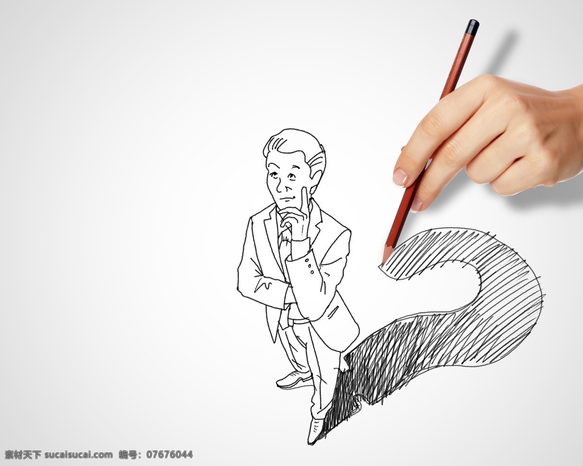 漫画 思考 问题 商务 人物 手势 问号 考虑 绘画 创意 商务素材 商务金融