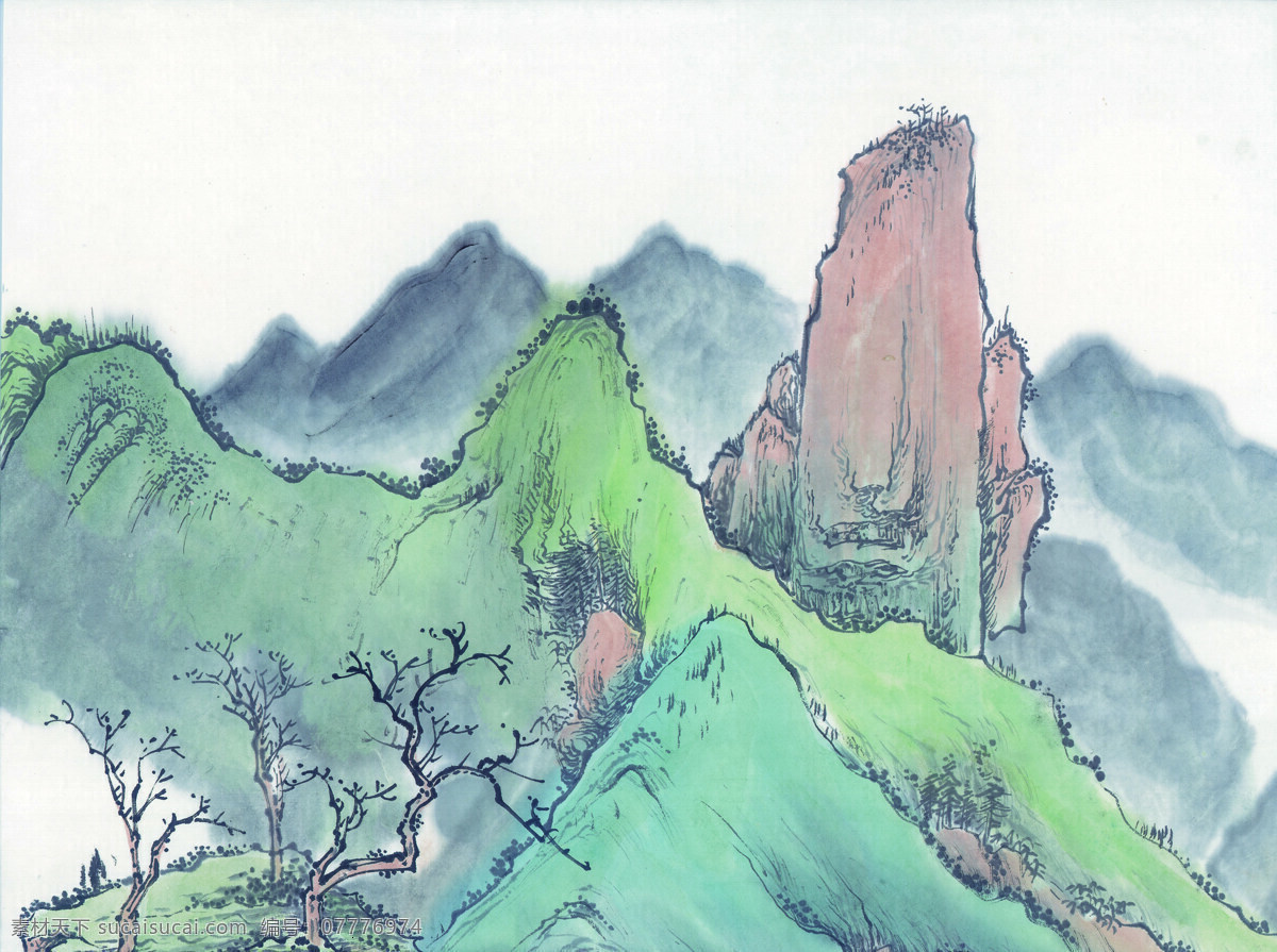 中国 国画 篇 山水 水墨 丹青 山 树 文化艺术 绘画书法