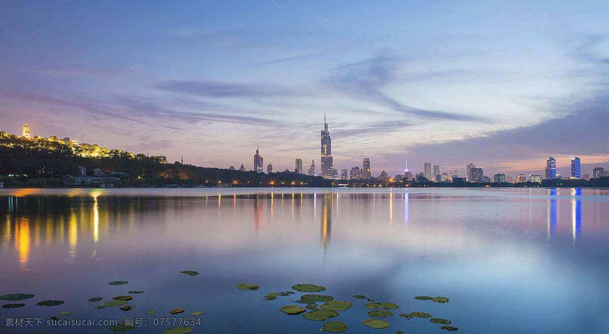 南京玄武湖 南京 玄武湖 夜景 蓝色 湖光 旅游摄影 自然风景