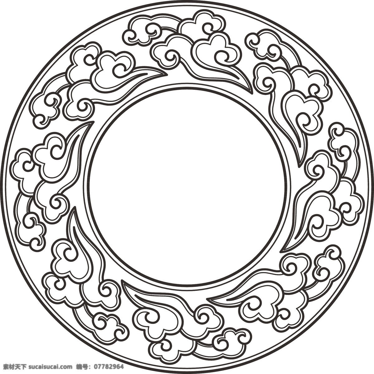 祥云图案 祥云 汉代 战国 吉祥 图案 纹饰 团纹 描边 古代 云纹 花纹花边 底纹边框 矢量