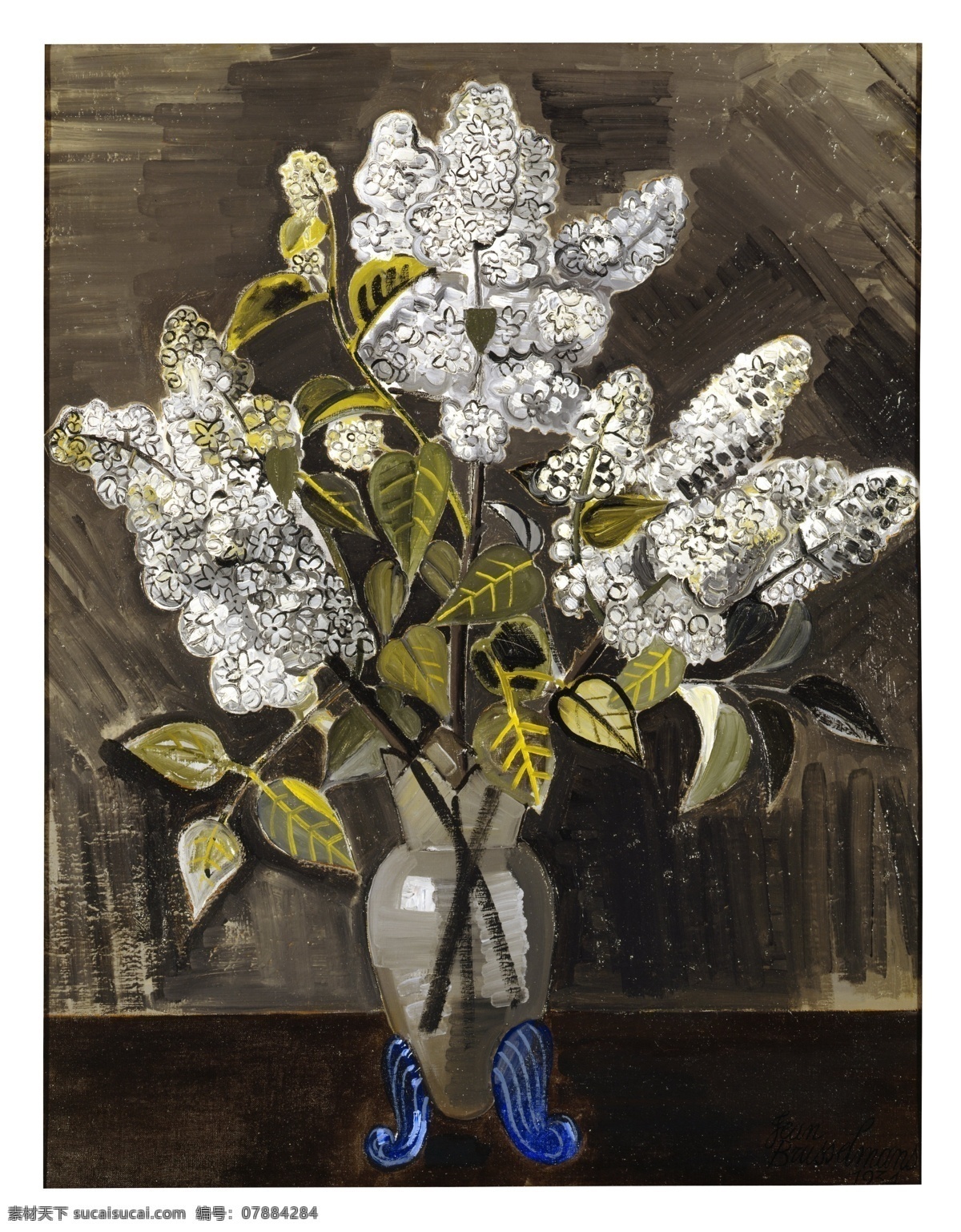 lilacs 花卉 水果 蔬菜 器皿 静物 印象 画派 写实主义 油画 装饰画 brusselmans jean 荷花 玫瑰 百合 鲜花 实物 家居装饰素材