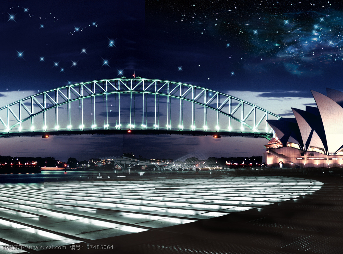 城市夜景 城市夜景图片 大桥 大厦 灯光 高楼 梦幻城市 城市美景 天空 星星 吊桥 繁荣 辉煌景色 绚丽 万家灯火 水中倒影 宁静 夜色 霓虹灯 梦想城市 夜景 灯火阑珊 装饰素材 灯饰素材