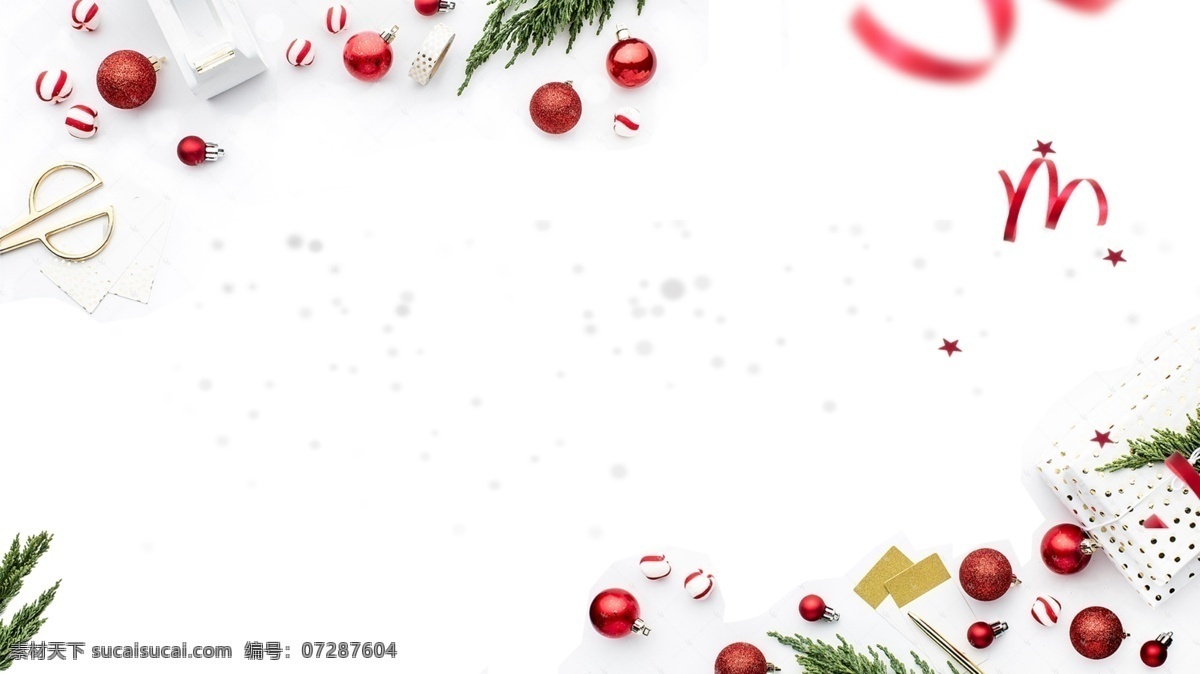 白色 时尚 圣诞 节日 展板 背景 大气 喜庆 礼物 浪漫 背景素材 棒棒糖 圣诞球 圣诞挂饰 蝴蝶结 广告背景 背景展板