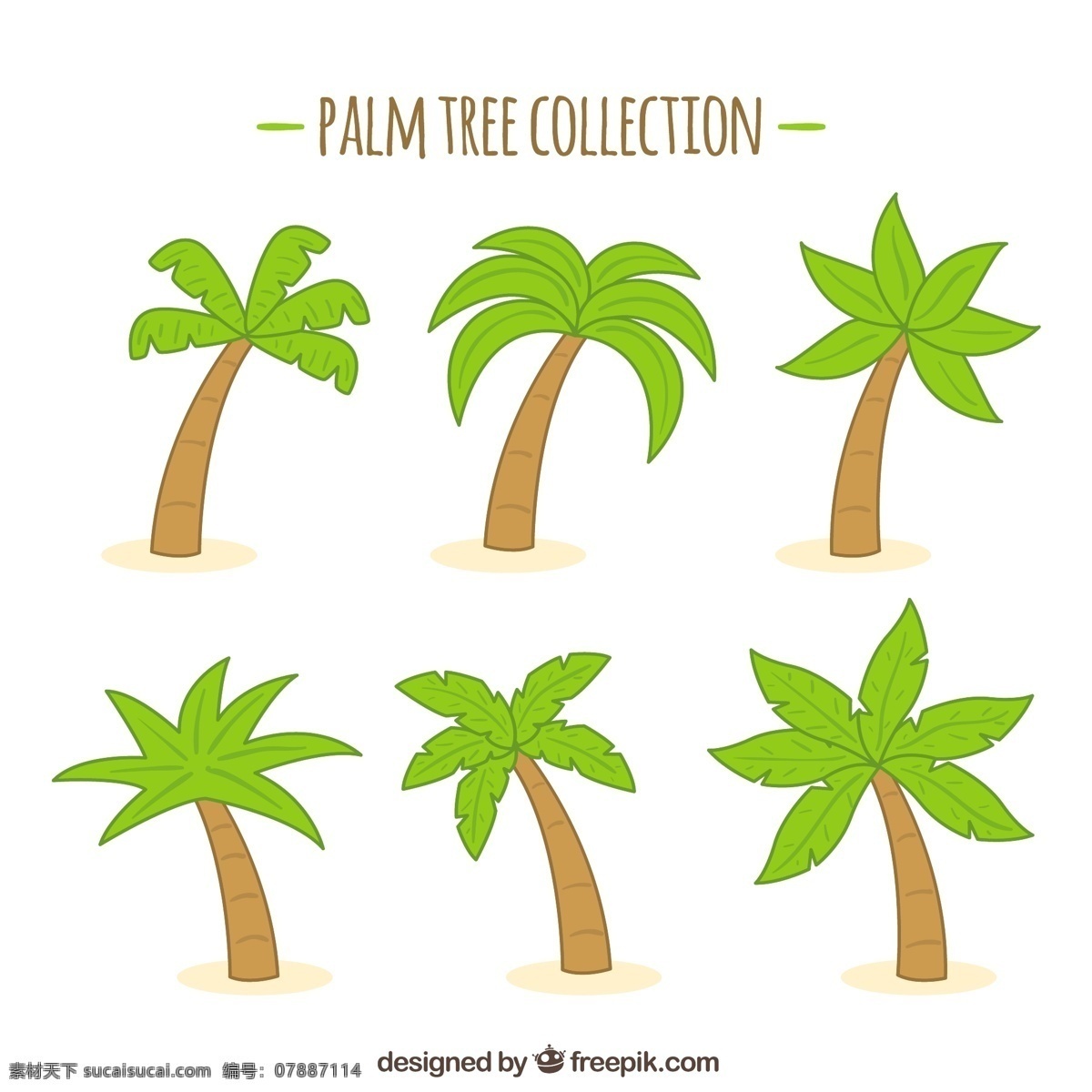 手绘 绿色 棕榈树 矢量 绿色棕榈树 矢量素材