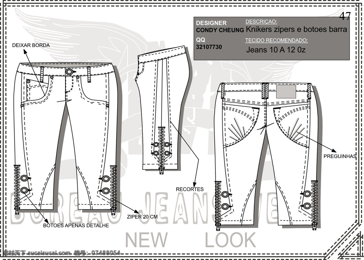 牛仔裤 服装设计 女装 牛仔裤设计 condy 外贸 牛仔 五 分 裤 公司资料 前袋收褶 矢量 其他服装素材
