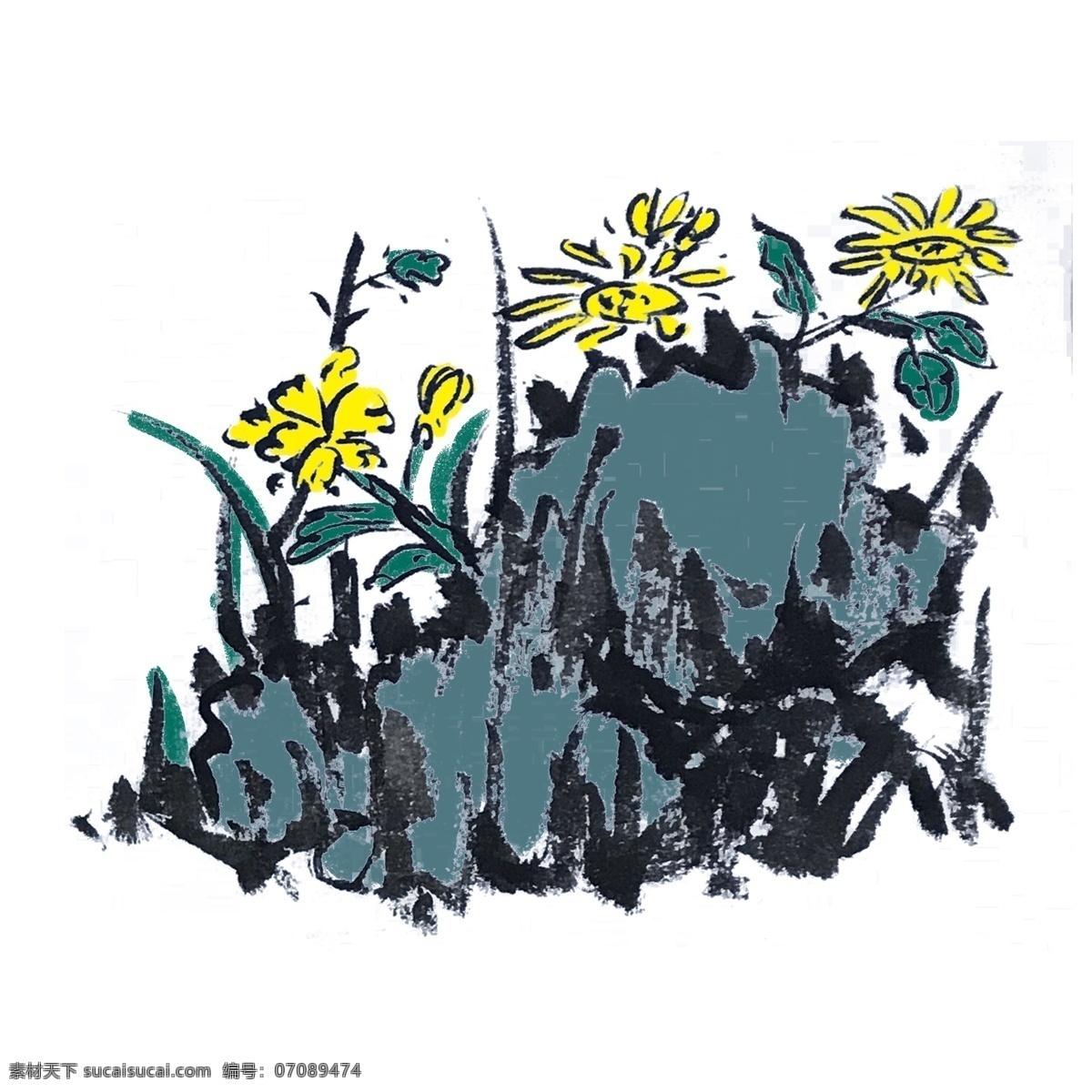 水墨 花草 手绘 插画 中国风 动物 古风 水墨风 墨迹 夏季 彩色 昆虫 春天 生动 国风 国画 花鸟
