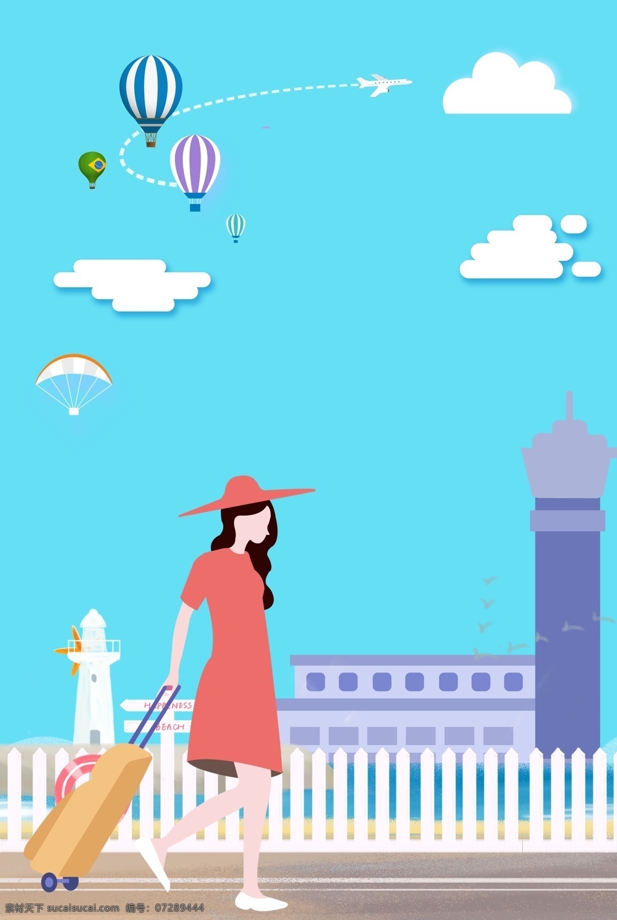 旅游出行 宣传海报 旅游 宣传 促销 打折 出行 出游 旅行 游玩 自由行 热气球 建筑