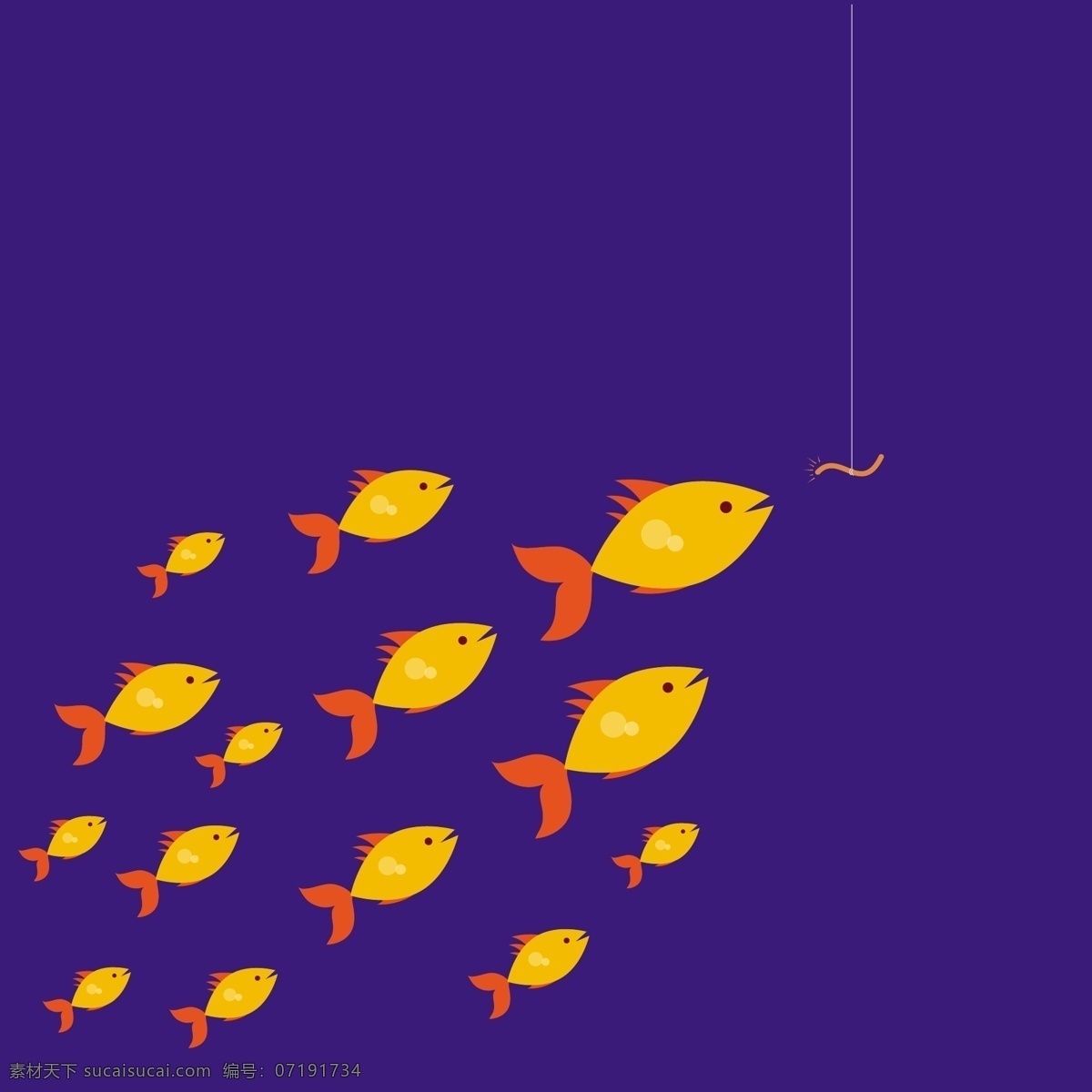 黄色鱼矢量图 广告背景 广告 背景 背景素材 底纹背景 黄色 鱼 生物 海洋 蓝色背景 底纹 蓝色底纹