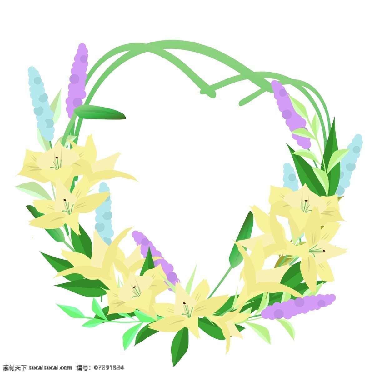 百合花 植物 花环 插图 绿色 百合植物