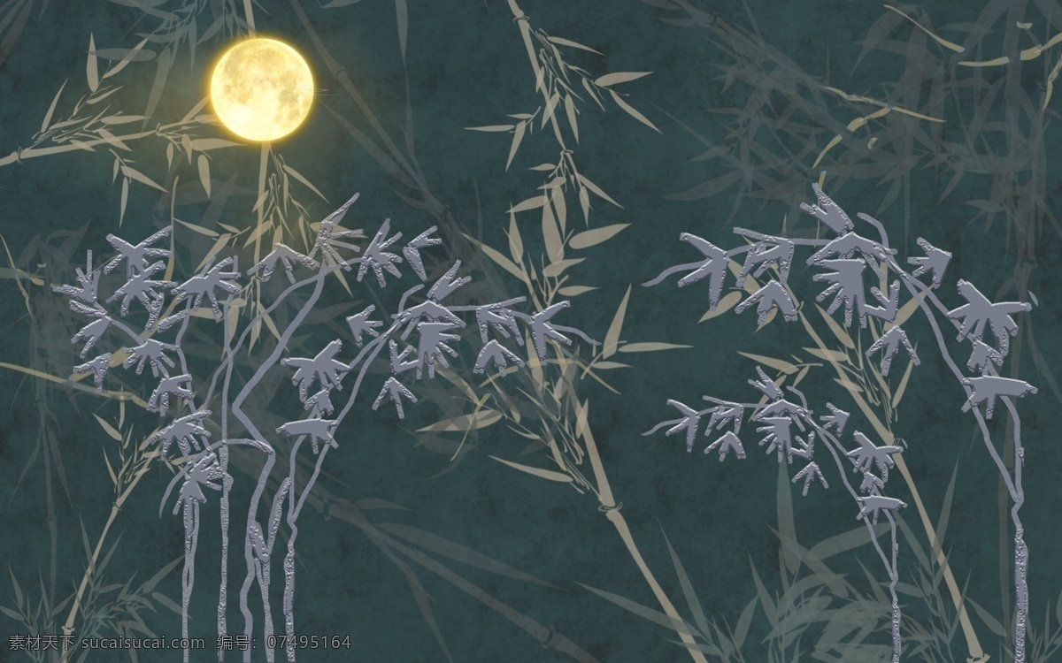新 中式 创意 竹子 玄关 屏风 电视 背景 新中式 电视背景墙 壁画