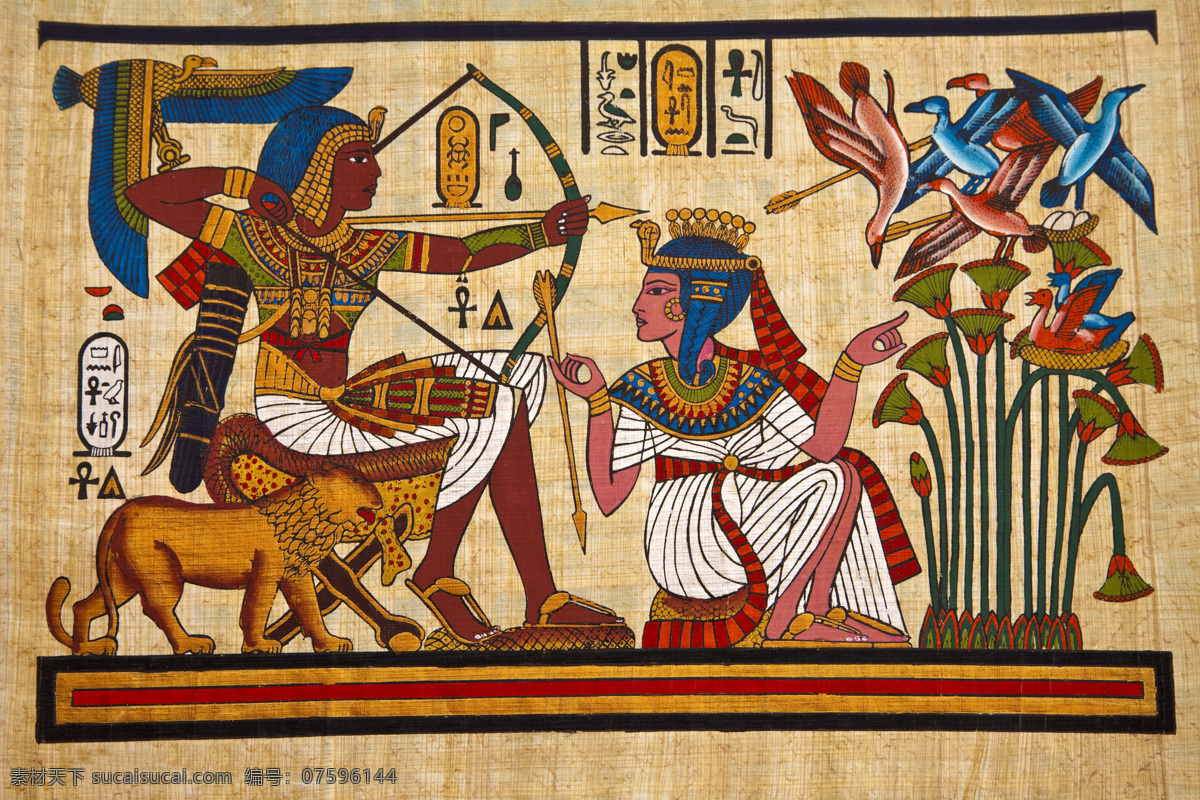 古埃及图案 文化 文明 壁画 图案 古埃及 四大文明古国 传统服饰 弯弓 打猎 鸟 传统图案 文化艺术 黑色