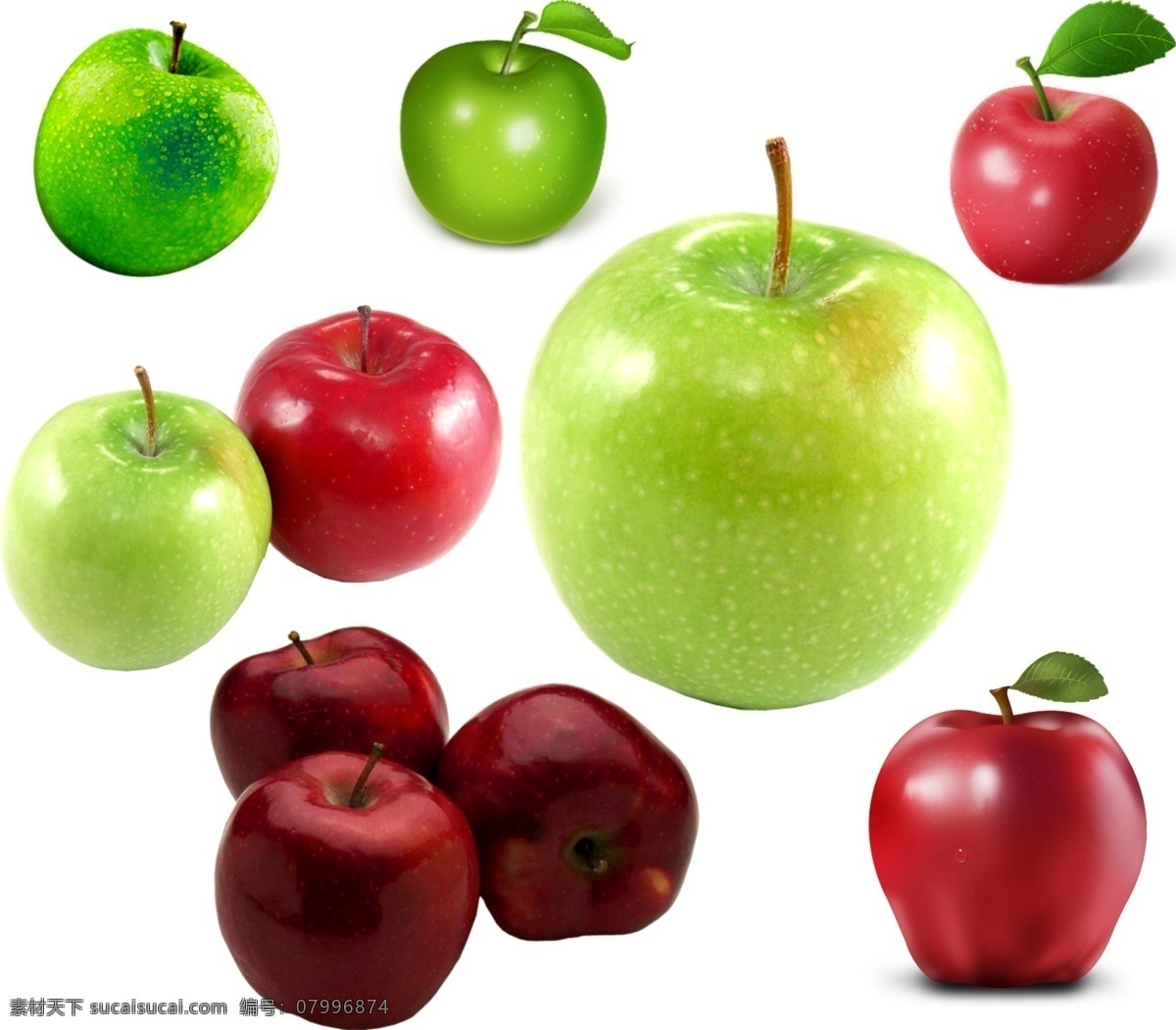 苹果合集 苹果 红苹果 绿苹果 水果 平面素材 分层