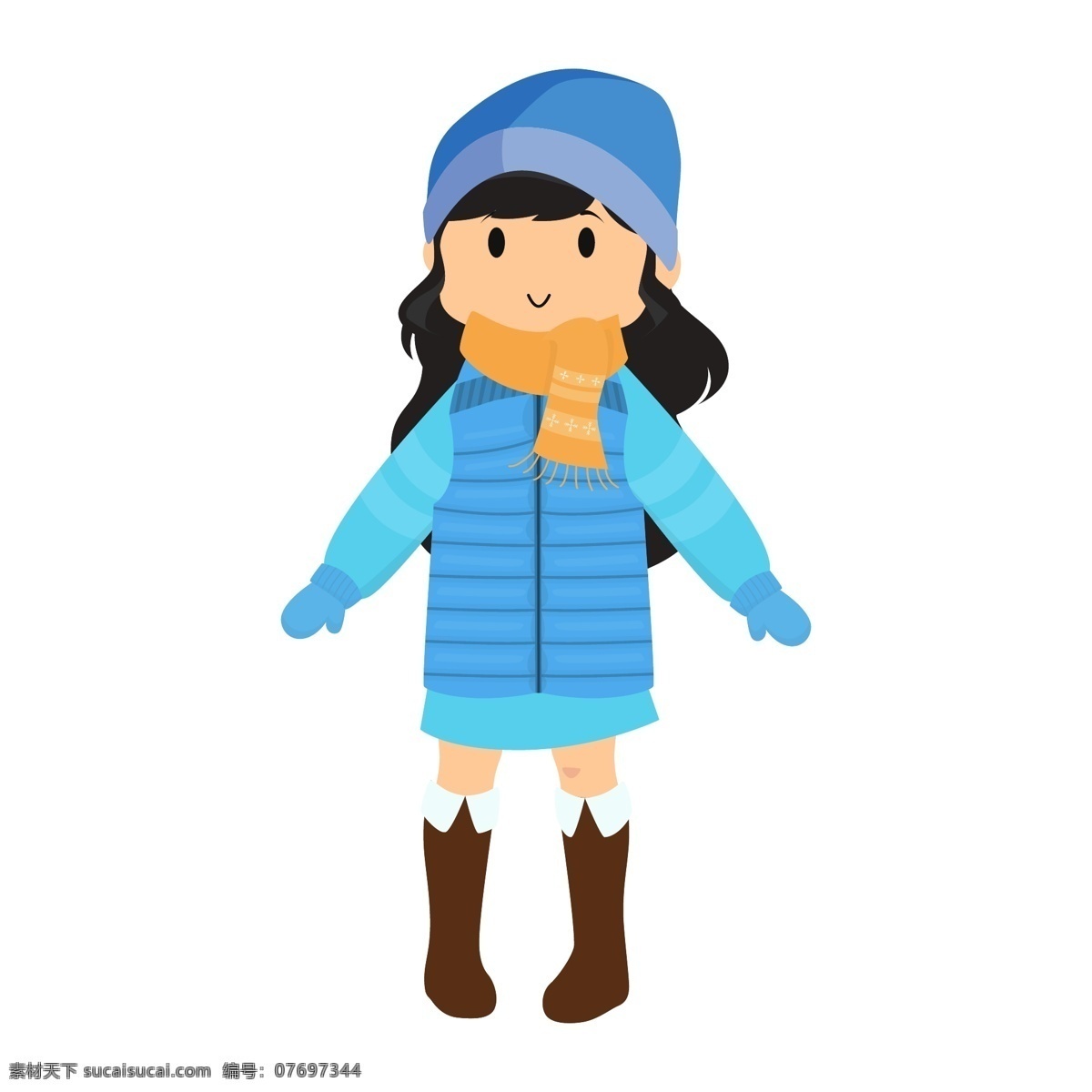 简约 风格 冬季 女孩 元素 人物 开心 休闲 长发 期待