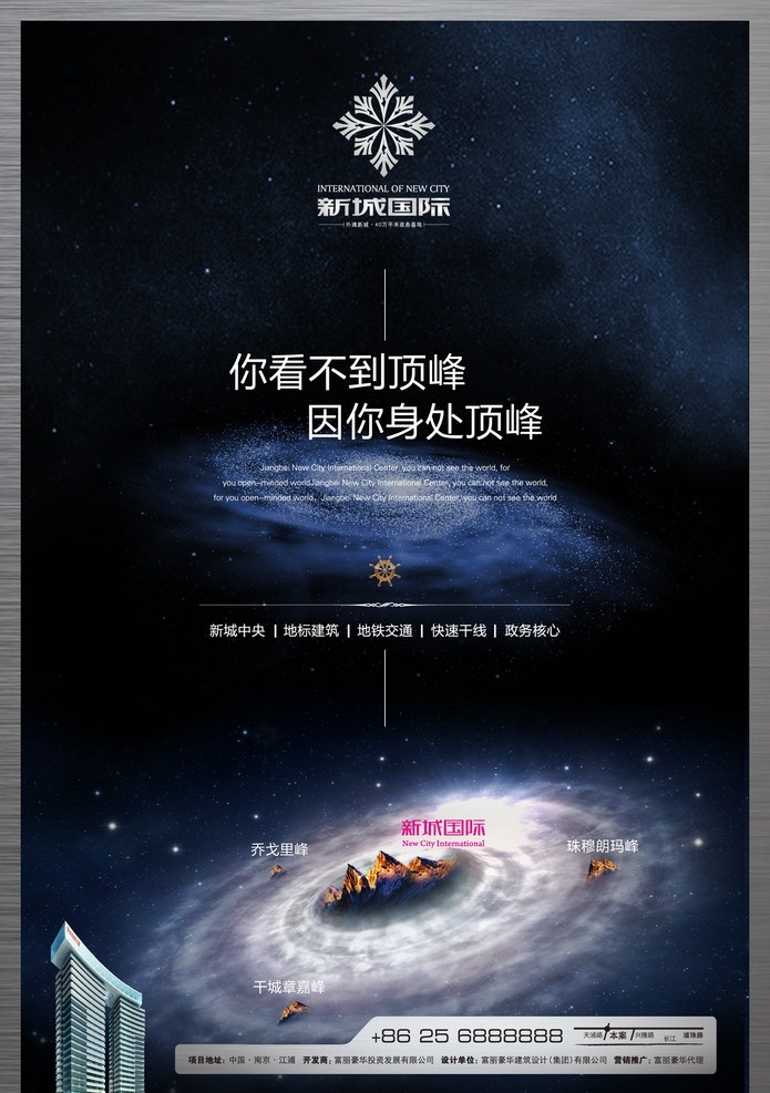 房地产 广告 秀 稿 新城 国际 星际 宇宙 地平线 星空 房地产秀稿 写字楼 报广 世界 商务 顶峰 房地产广告 分层 源文件