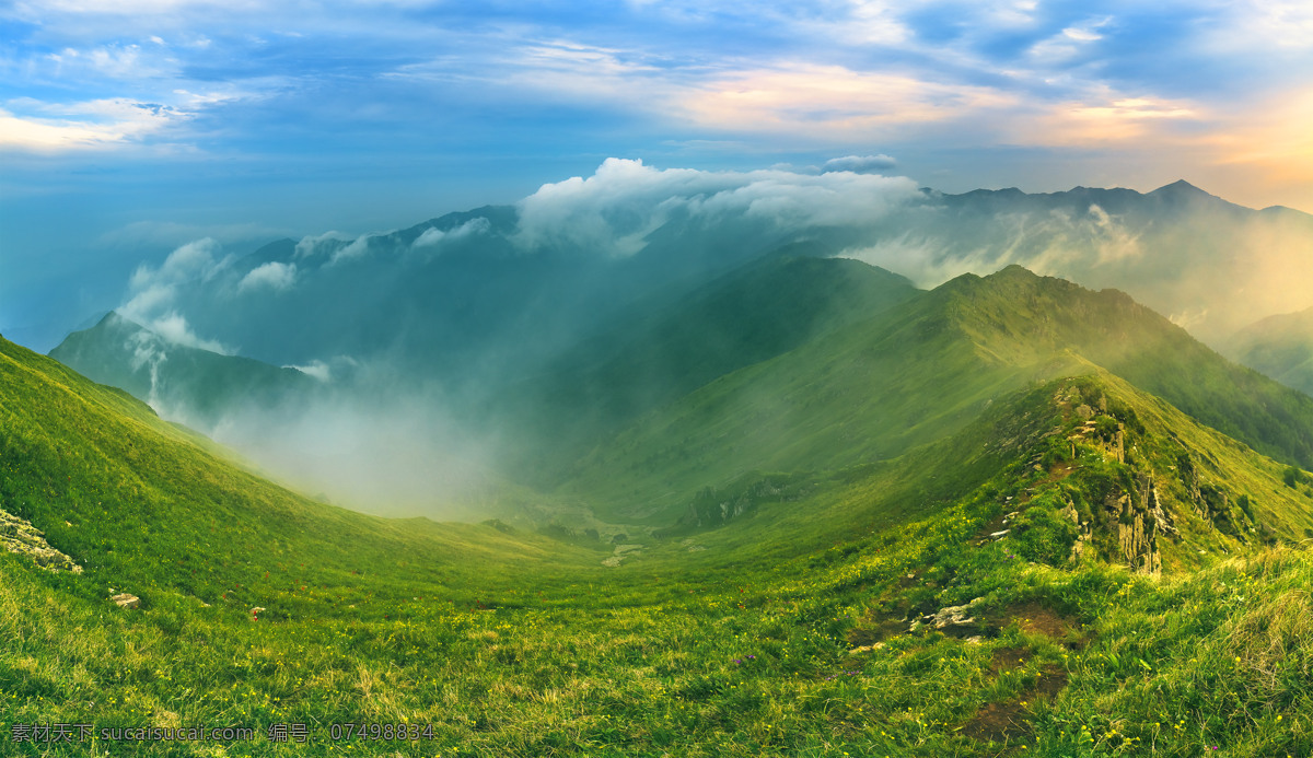蓝天 下 草原 风景 美景 云朵 高山 壮丽 多娇江山 自然景观 自然风景