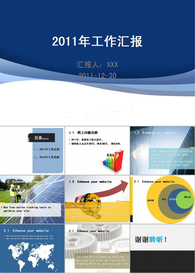 年终 汇报 销售 工作 幻灯片 商务 报告 模板