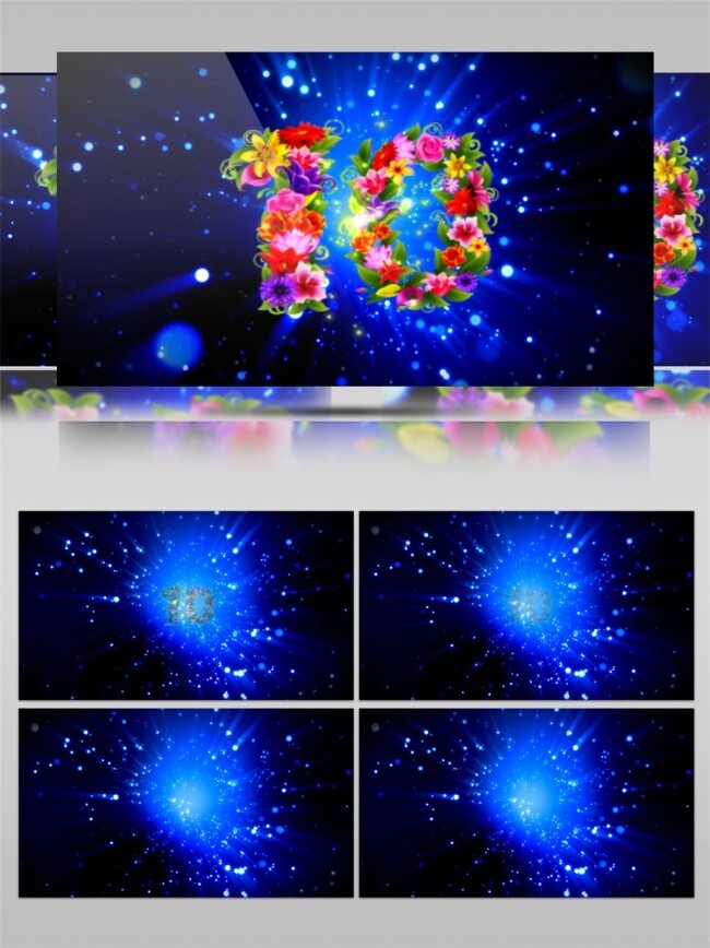 蓝色 光 系 视频 蓝色光点 光晕团 led 闪烁 灯光 3d视频素材 光点碎影 华丽光转