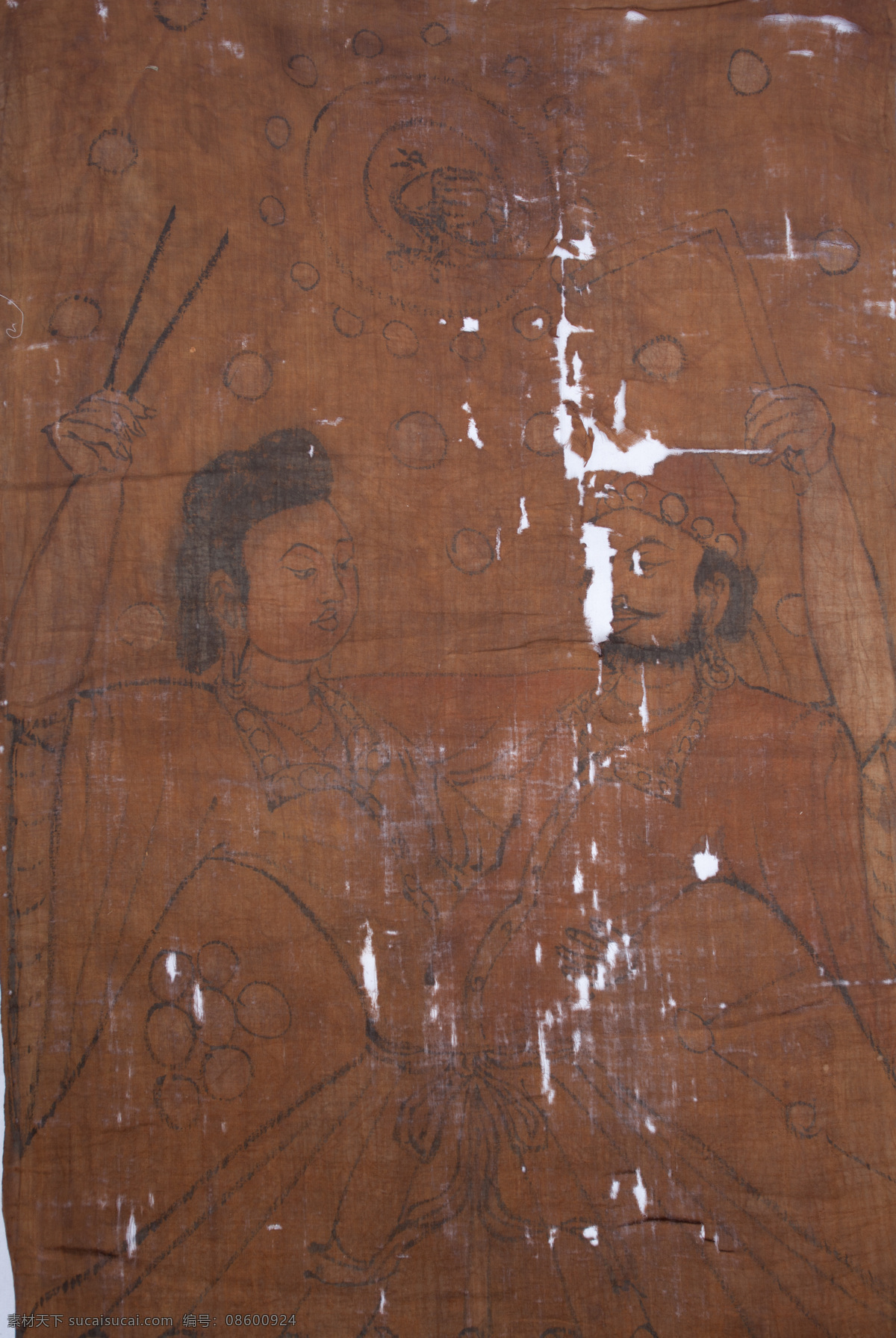 伏羲女娲 收藏艺术品 绢画 古老传说 藏品 文化艺术 宗教信仰