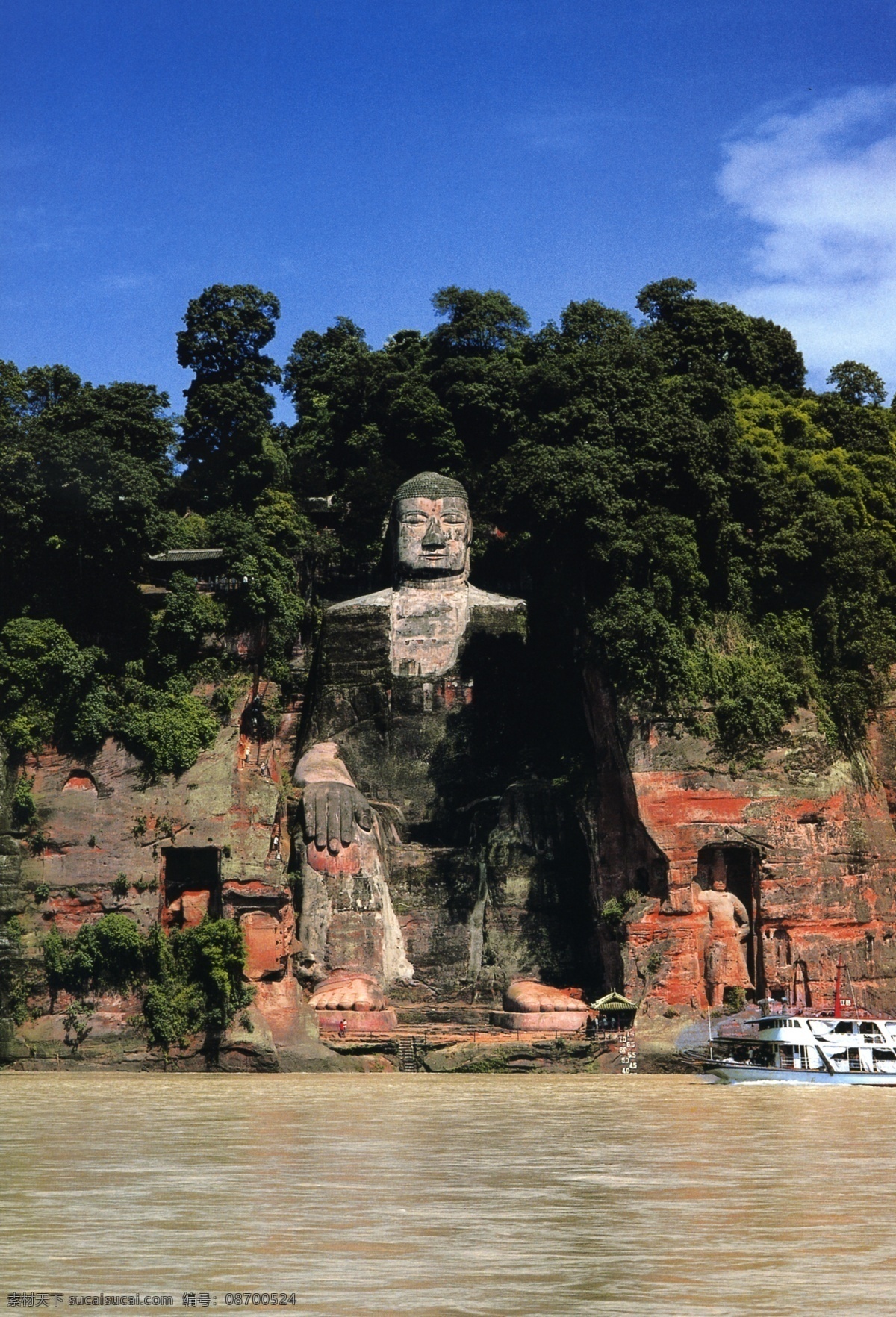 乐山大佛 河流 自然景观 自然风景 摄影图库