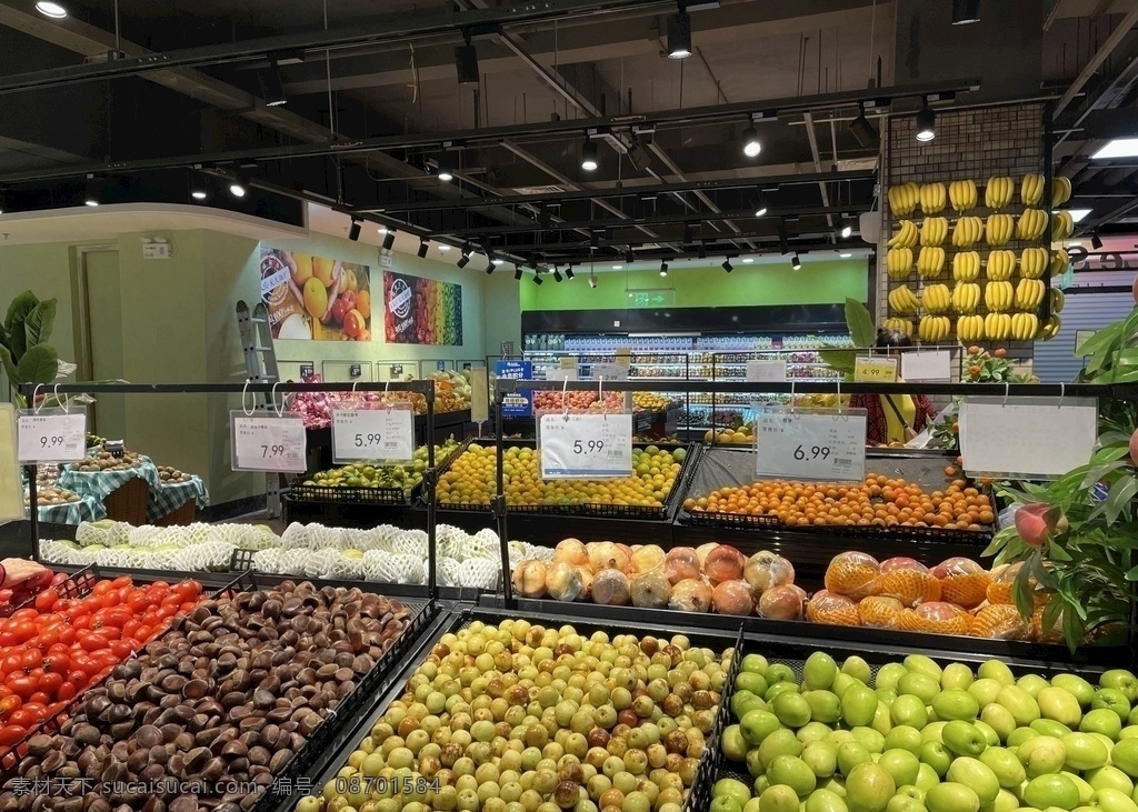 超市 生鲜 区 超市生鲜区 果蔬 水果陈列 超市环境 水果排面 超市素材 生活百科 生活素材