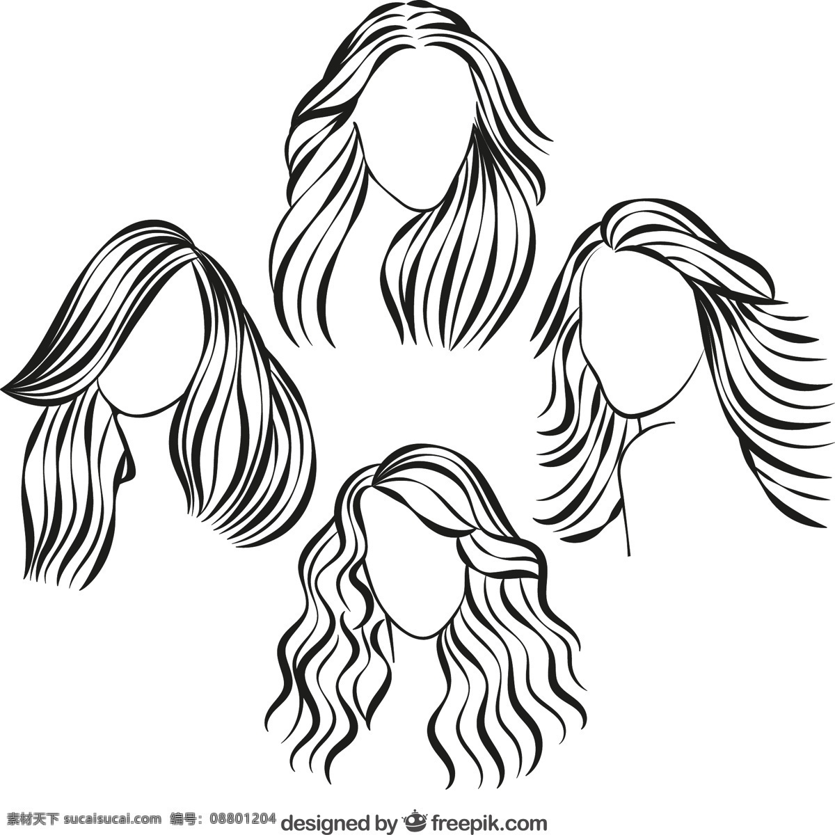 简略的发型 头发 美容 美容美发 美容院 美发店 发廊 发型 女 女人的头发 粗略的 长头发 长 白色