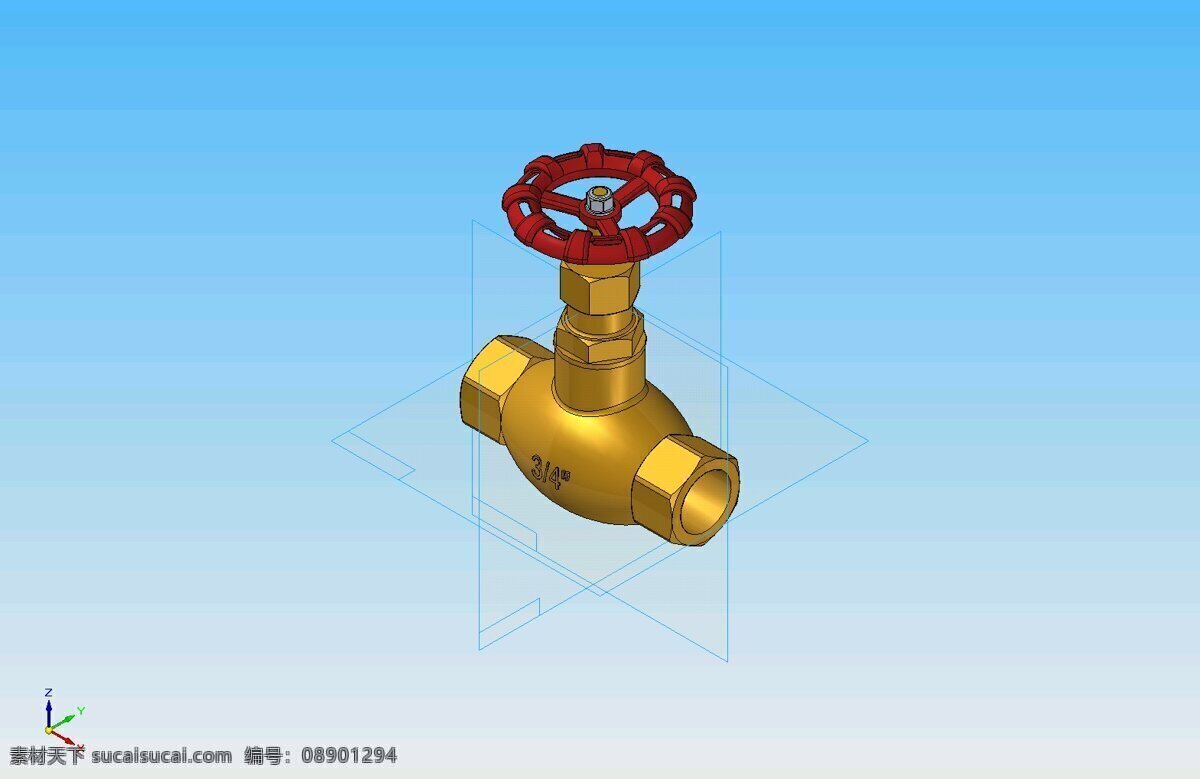 截止阀 dn 阀门 截止 dn20pn16 3d模型素材 电器模型