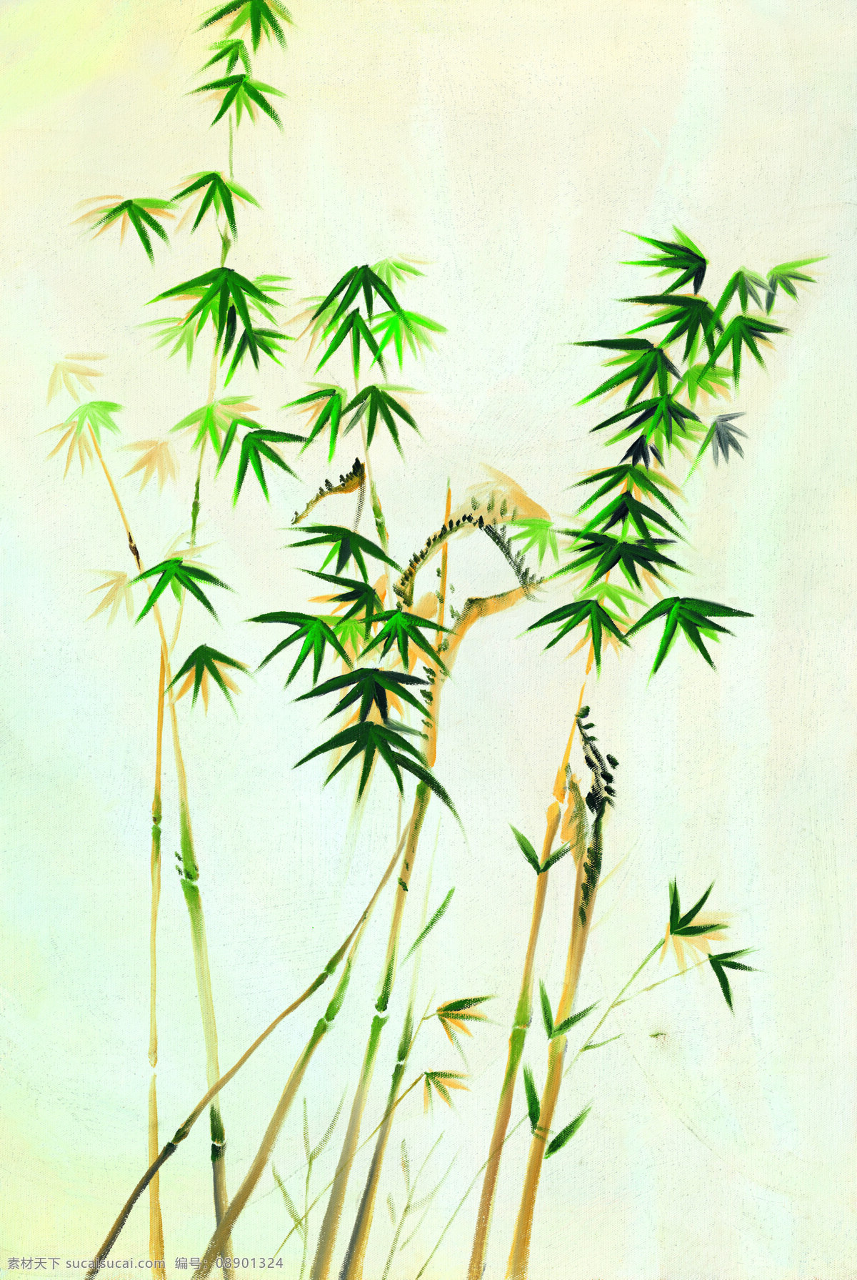 油画 竹子 风景 工笔画 画 绘画书法 绿色 文化艺术 移门 油画竹子 竹叶 竹 底 装饰素材