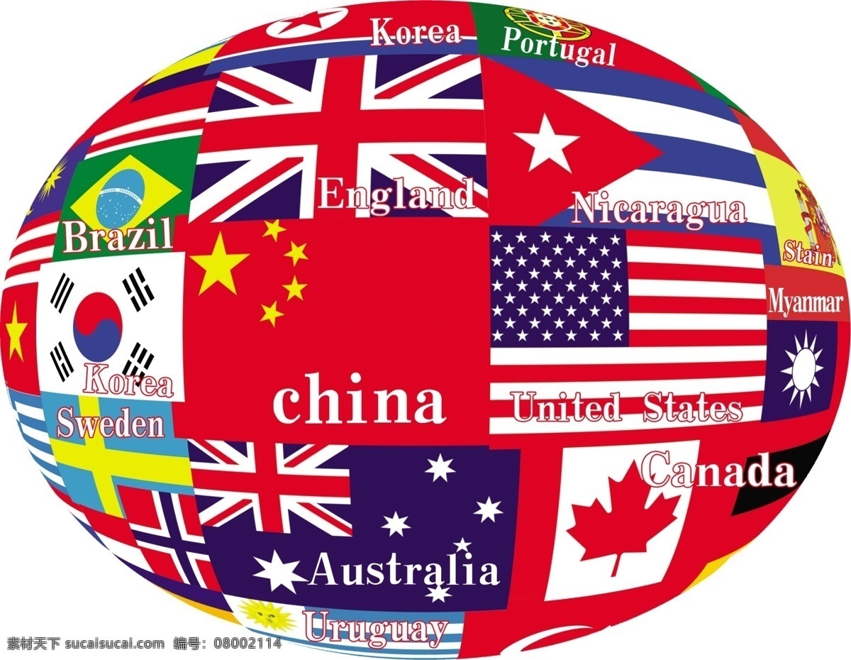 世界国旗 英文 形状中国国旗 韩国国旗 英文缩写 形状 加拿大国旗 美国国旗 英国国旗 展板模板 广告设计模板 源文件