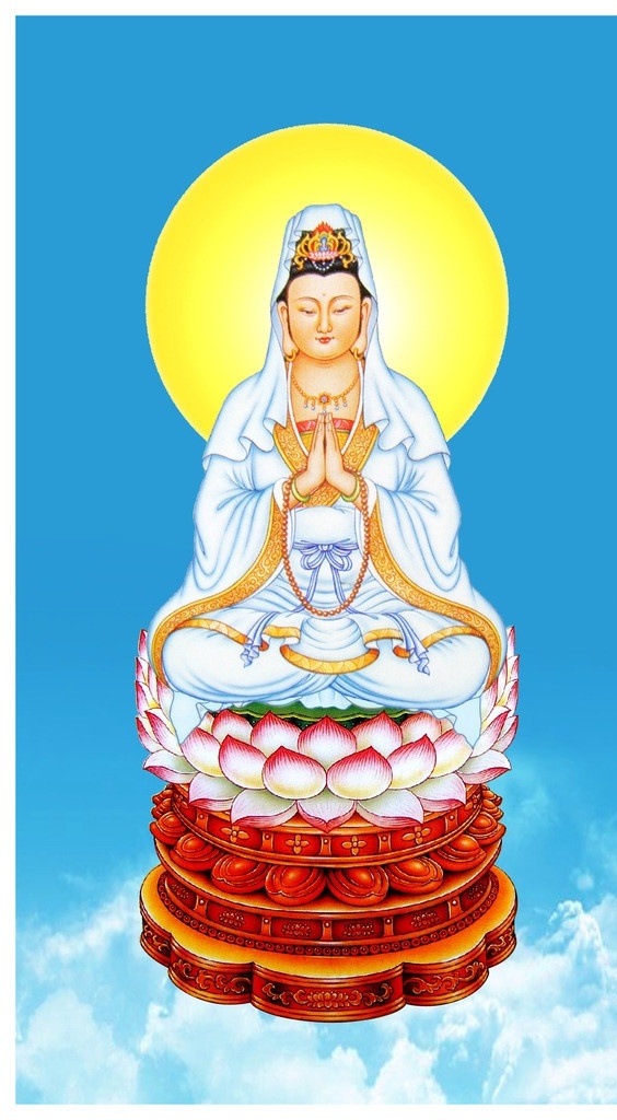 观音 绘画 中国画 工笔重彩画 古代人物 佛教 观音菩萨 服饰 海水 宝瓶 柳叶 佛光 云彩 国画艺术 书法 印章 工笔画 仕女 集锦 绘画书法 文化艺术