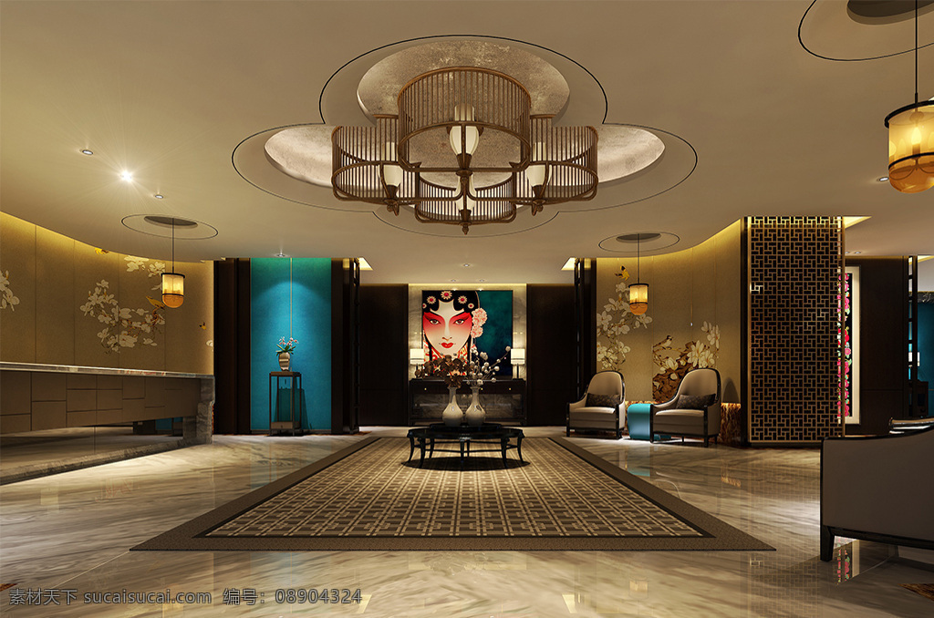 现代 简约 风格 酒店 包厢 效果图 室内设计 欧式 奢华 模型 2018 吊灯 大理石 地面 白色乳胶漆