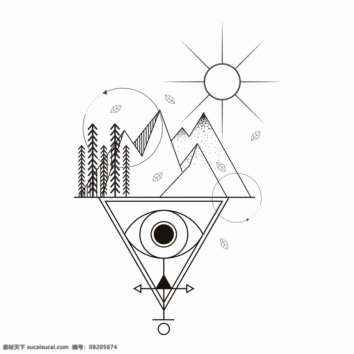 太阳山 矢量 山 山体 矢量素材 太阳