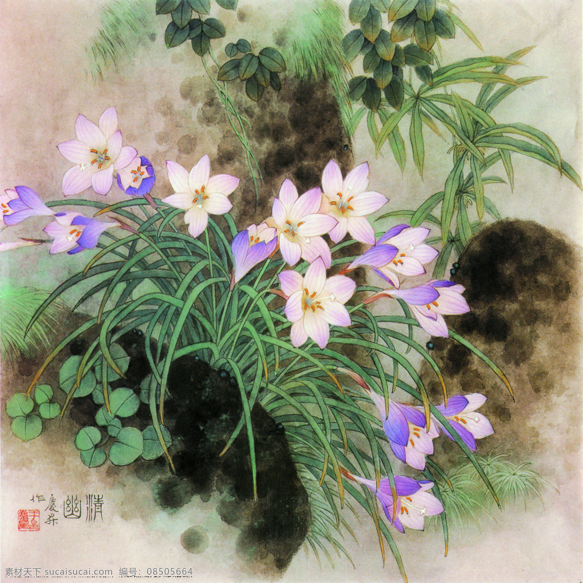 清幽 中国工笔画 背景 王庆升 山水画 花鸟画 风景 植物 山石 书法 文化艺术 绘画书法 设计图库