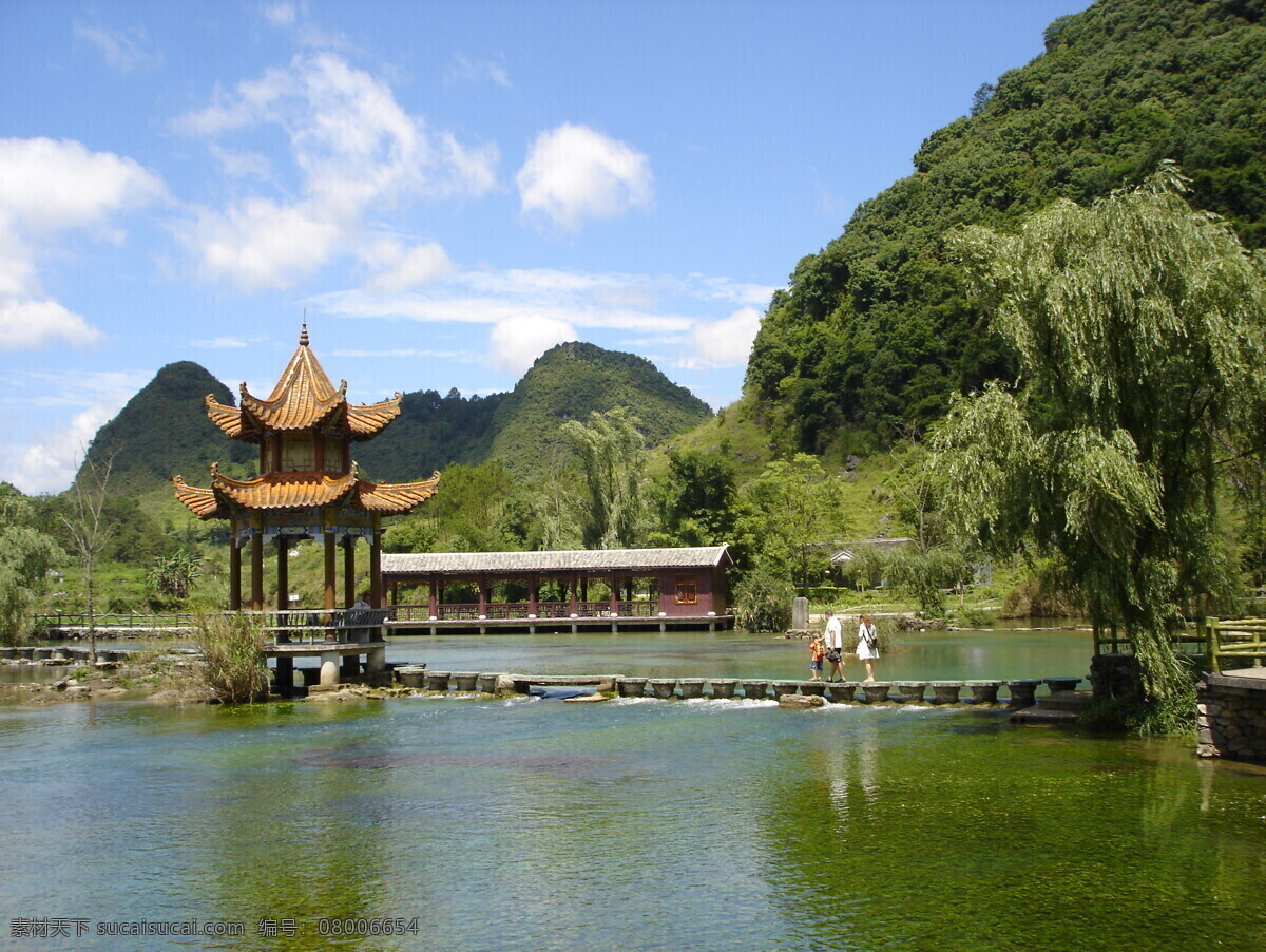 风景 园林风景 山水风景 湖水 凉亭 小桥 青山 绿树 园林 建筑园林 园林建筑