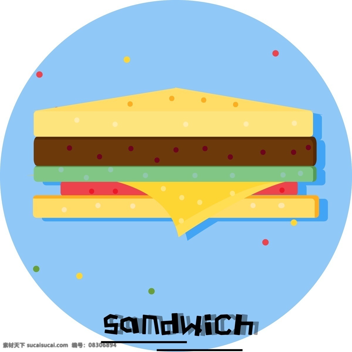 矢量 卡通 简约 食物 美食 三明治 面包 sandwich