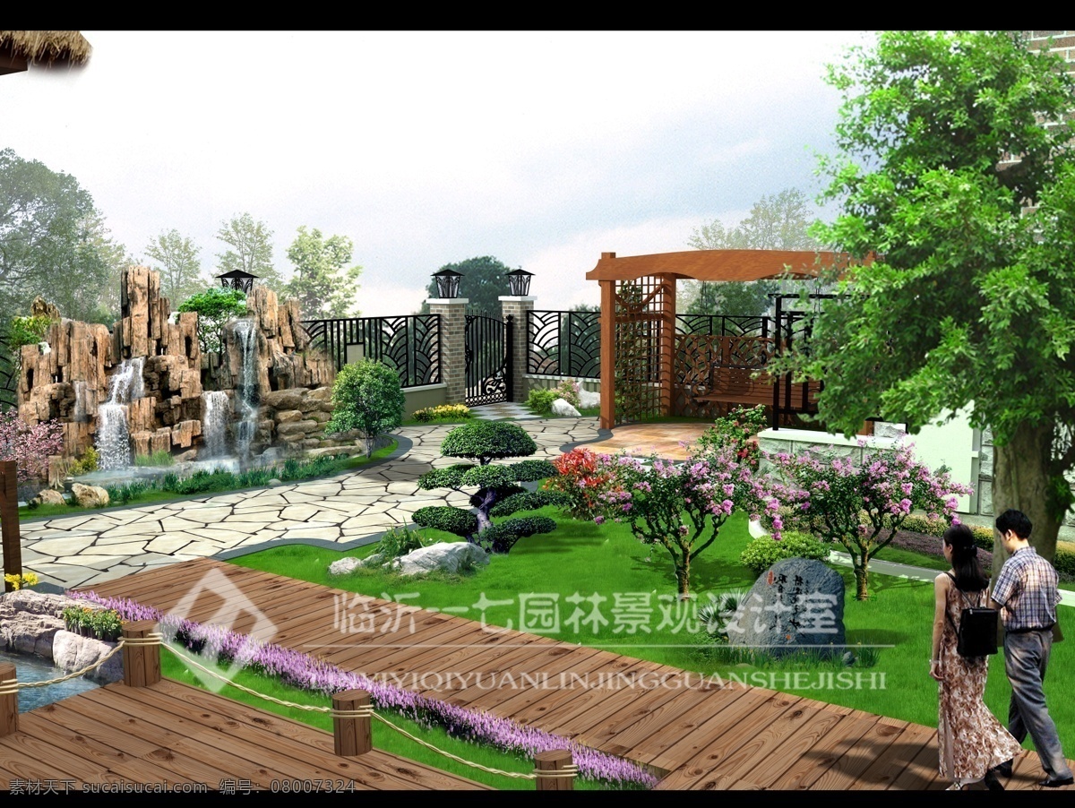 别墅 庭院 景观 绿化 环境设计 假山 廊架 园林设计 源文件 家居装饰素材