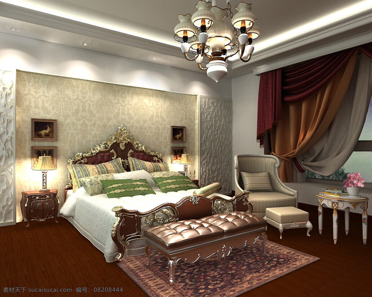 欧式 家装 卧室 效果图 房间 环境设计 欧式家具 室内设计 家居装饰素材