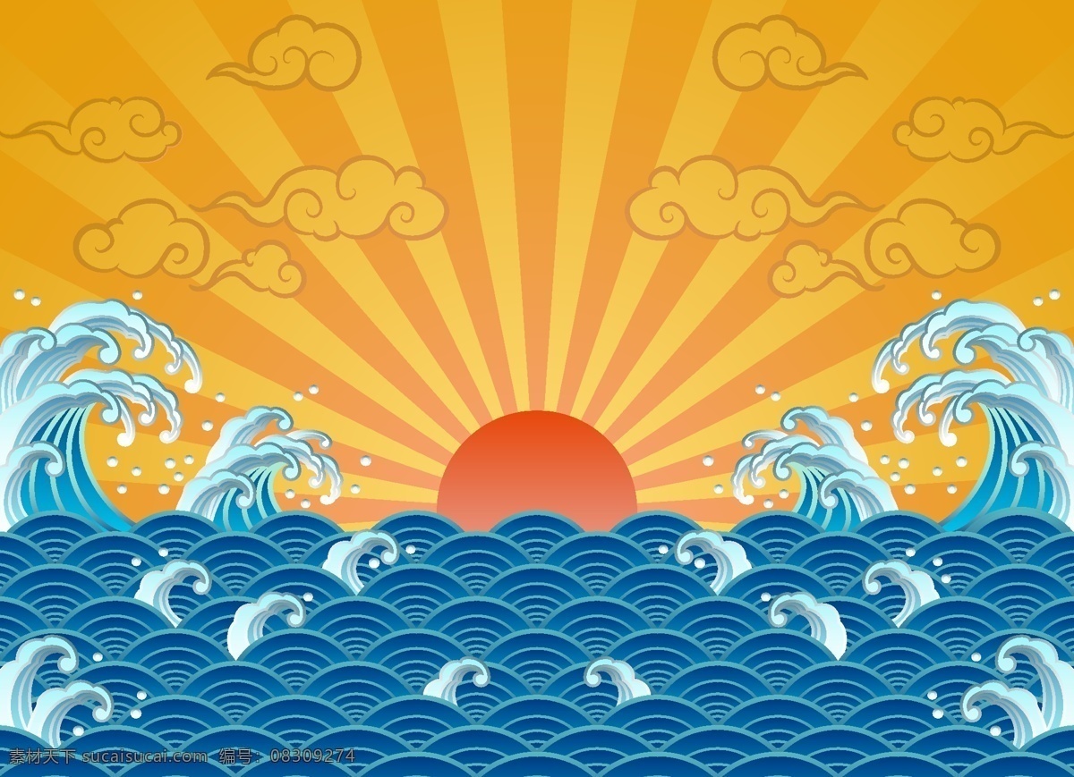 中国古典海潮波浪素材图片下载-素材编号08309274-素材天下图库